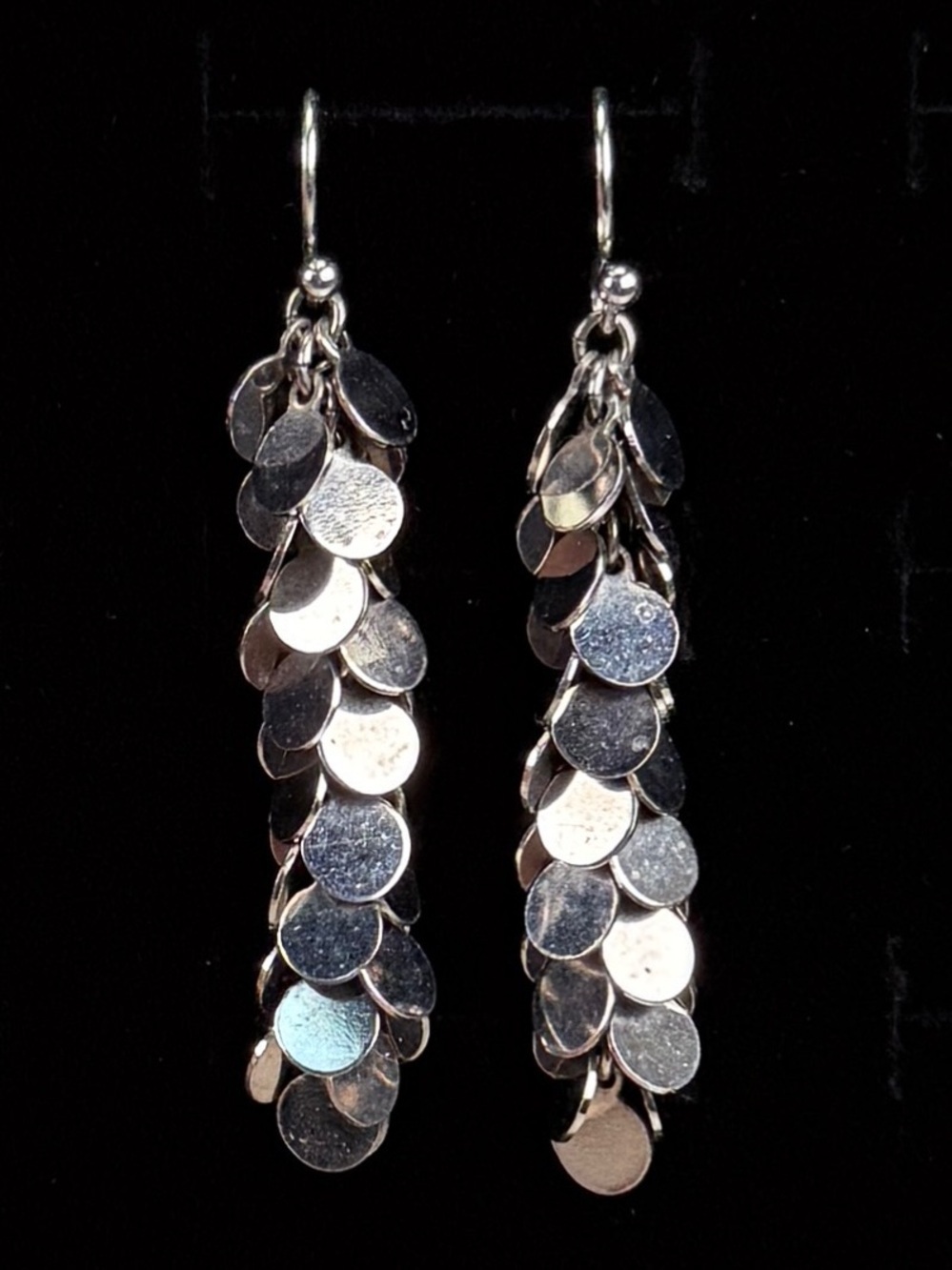 Vintage aged Silvertone cluster Dangle pierced Earrings
